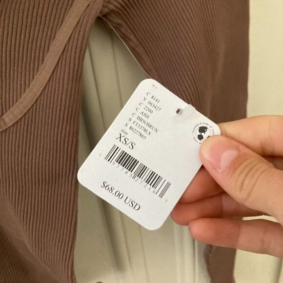 NWT Intimately Free People Meg Seamless Long-Sleeve Bodysuit Brown Sz XS/S - Picture 6 of 8